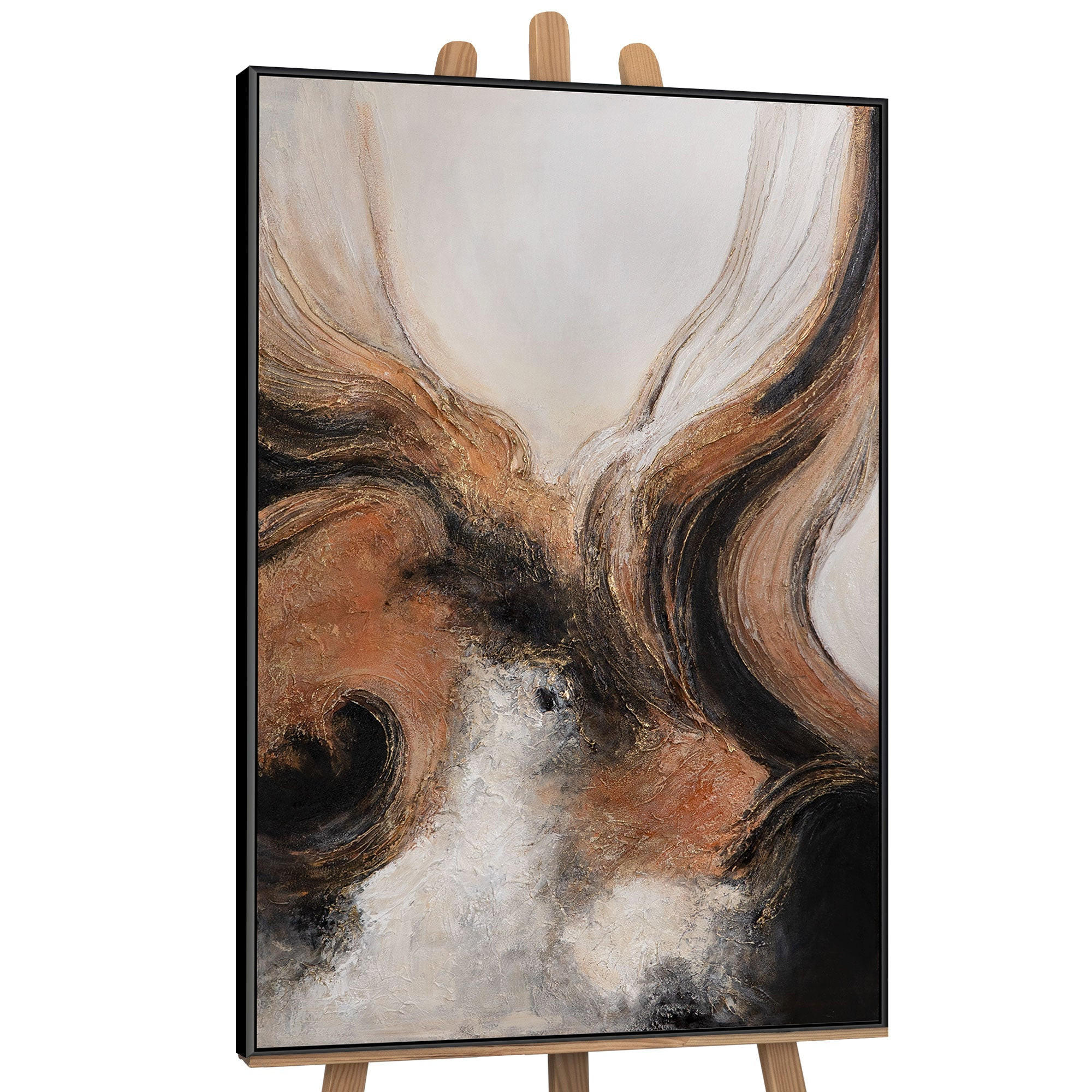 GEMÄLDE Element in Bewegung Schattenfugenrahmen Schwarz 140x100 cm - Schwarz, Holz (140/100cm) - YS-art gallery