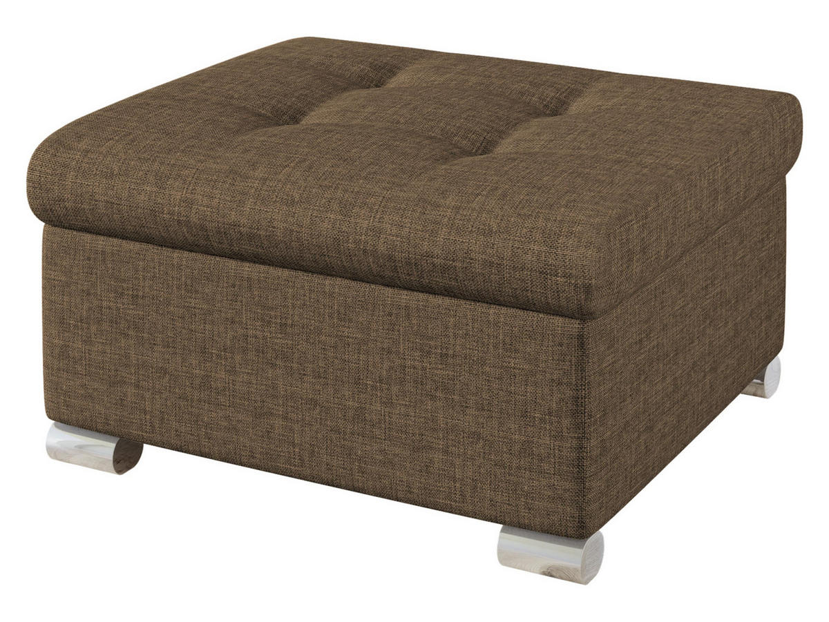 POLSTERHOCKER Niko Klein - Silberfarben/Braun, Holz/Textil (70/41/68cm) - MIRJAN24