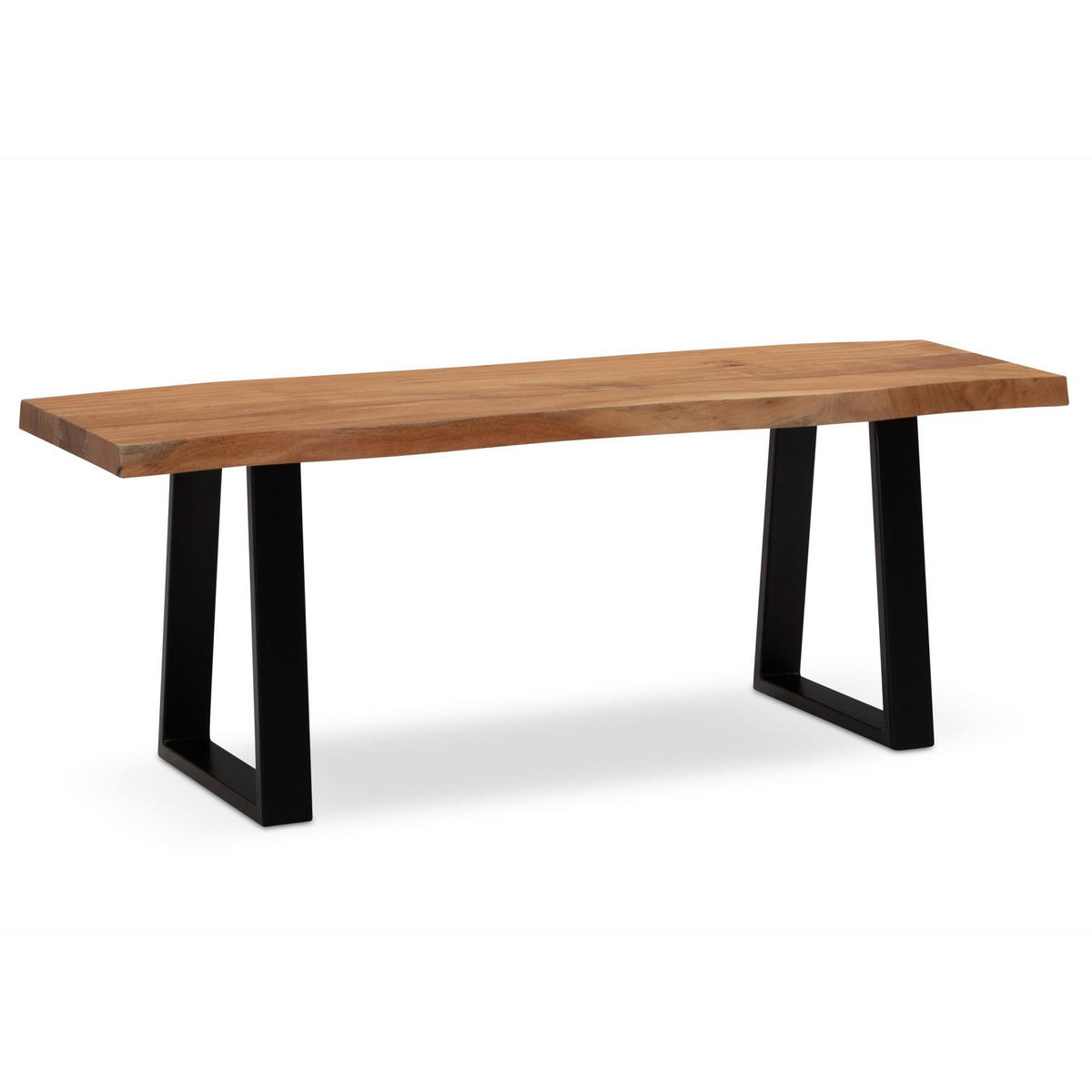 GARDEROBENBANK Massivholz Metall Baumkante, Akazie-Schwarz 120x40x46 cm - Schwarz/Braun, Holz/Metall (120/46/40cm) - KADIMA DESIGN