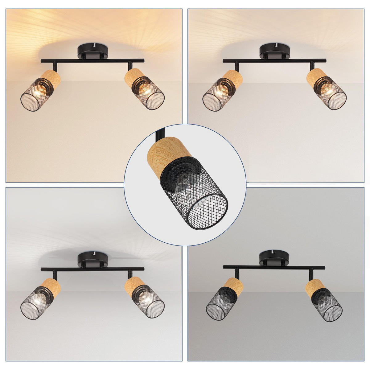 STRAHLER Amberg 2-flammig 30/18/17.5 cm - Schwarz, Metall (30/18/17.5cm) - Nettlife