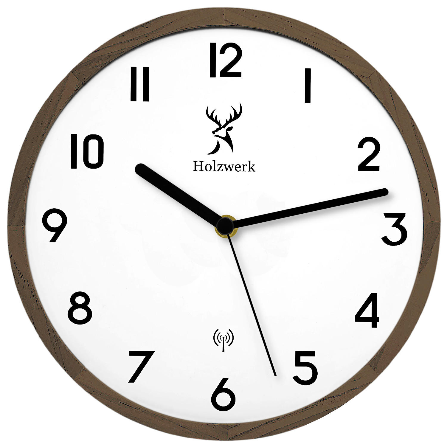Holzwerk Wanduhr Braun, Weiß, Schwarz 25x25x2.4 cm