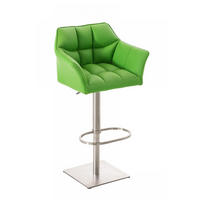 BARHOCKER Lederlook Grün - Edelstahlfarben/Grün, Textil/Metall (64/88/45cm) - CLP