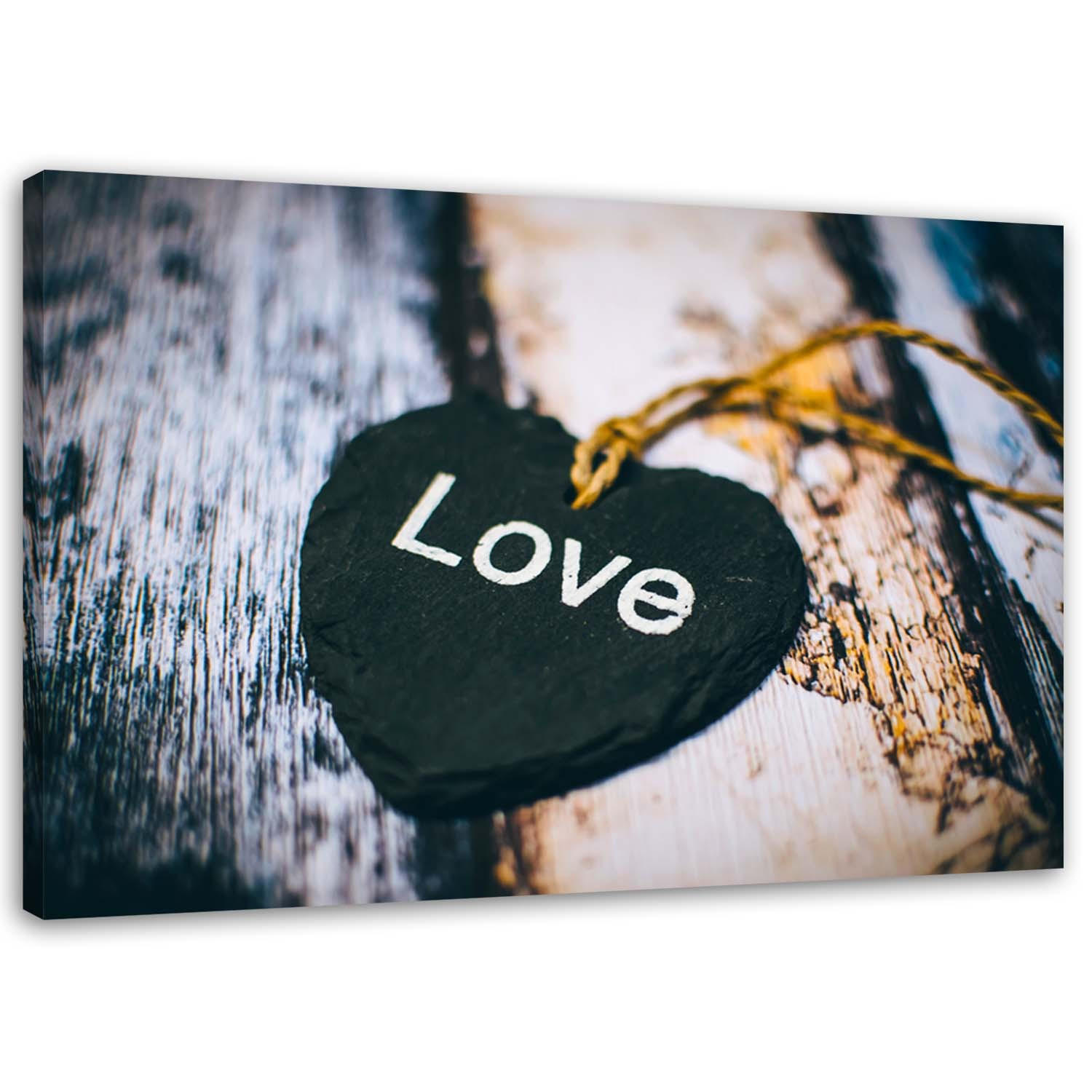 LEINWANDBILD Anhänger mit Love-Inschrift 100x70cm - Braun, Textil (100/70cm) - Feeby