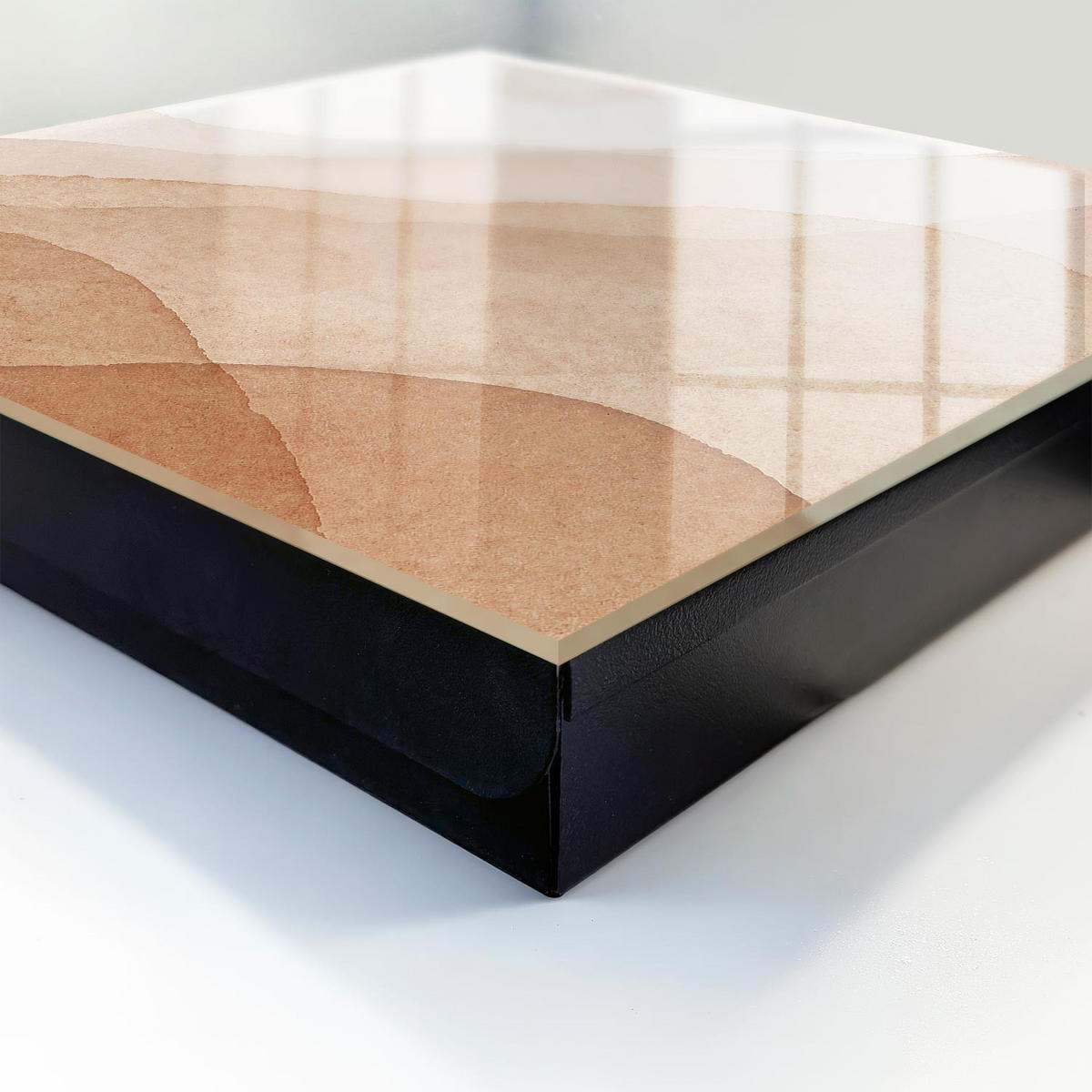 SCHLÜSSELBOX Schwarz 30x30 cm- Türöffnung nach rechts - Beige Landschaften - Beige, Metall (30/30/5cm) - TULUP
