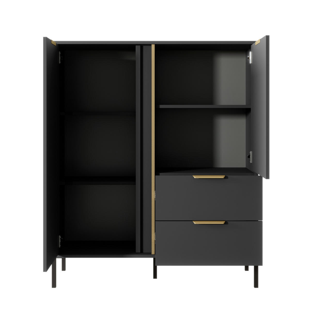 HIGHBOARD LAVIK KOM1 Anthrazit - Anthrazit, Glas/Holzwerkstoff (104/124/40cm) - Komodee