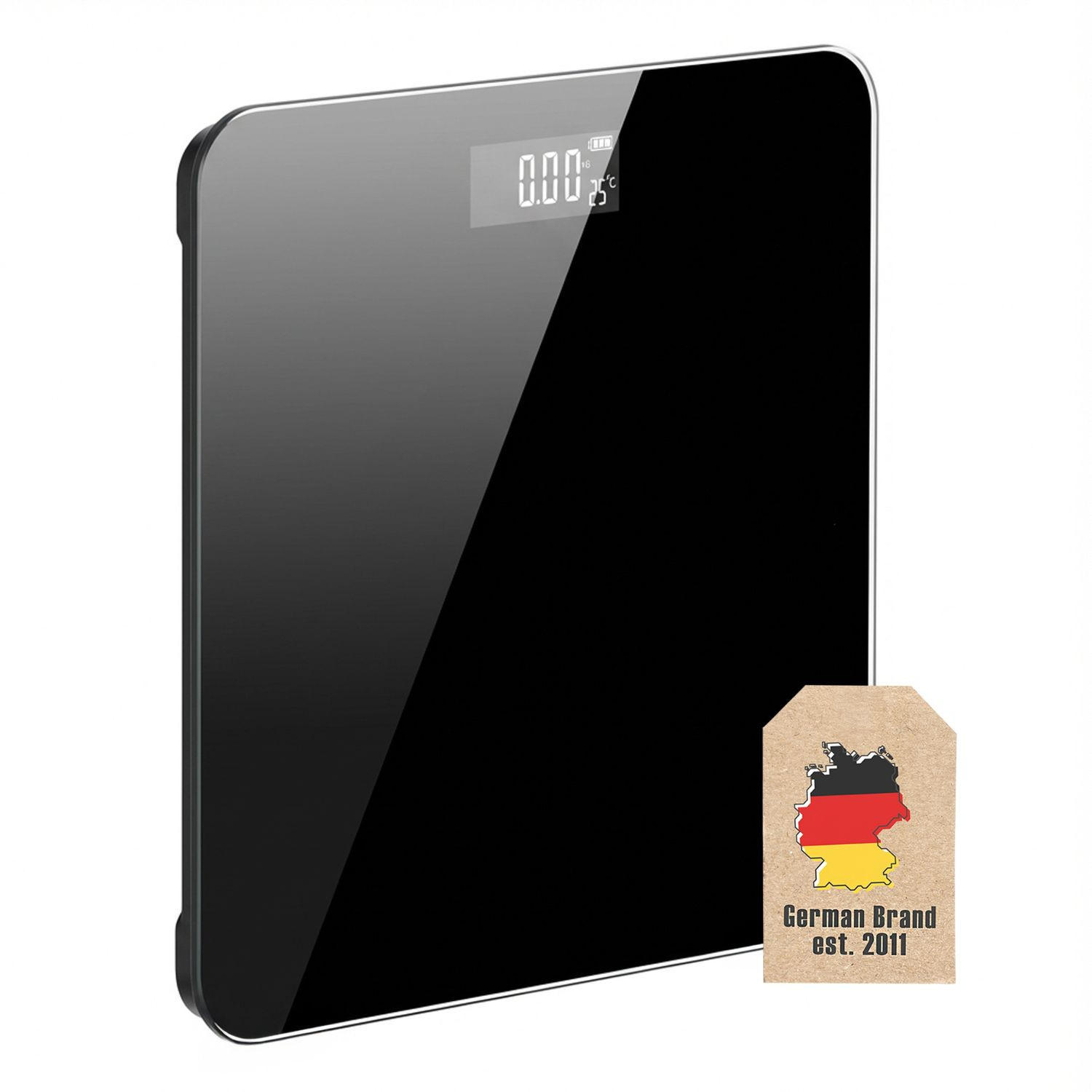 KÖRPERWAAGE Badezimmer 26 x 26 cm - Schwarz, Glas (26/26/1cm) - Intirilife