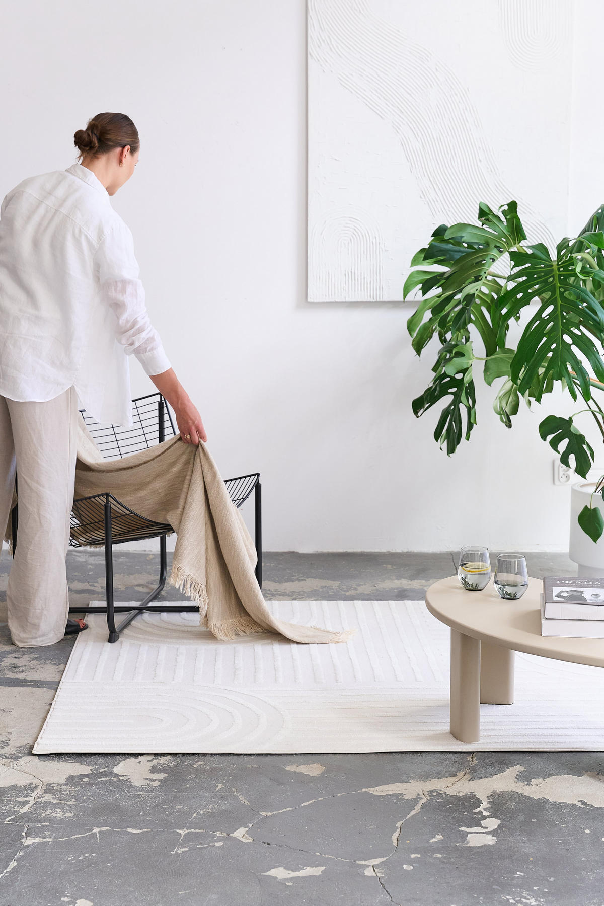 TEPPICH HYGGE Cremeweiß Quadrat 160/160 cm - Creme, Textil (160/160cm) - Tapiso