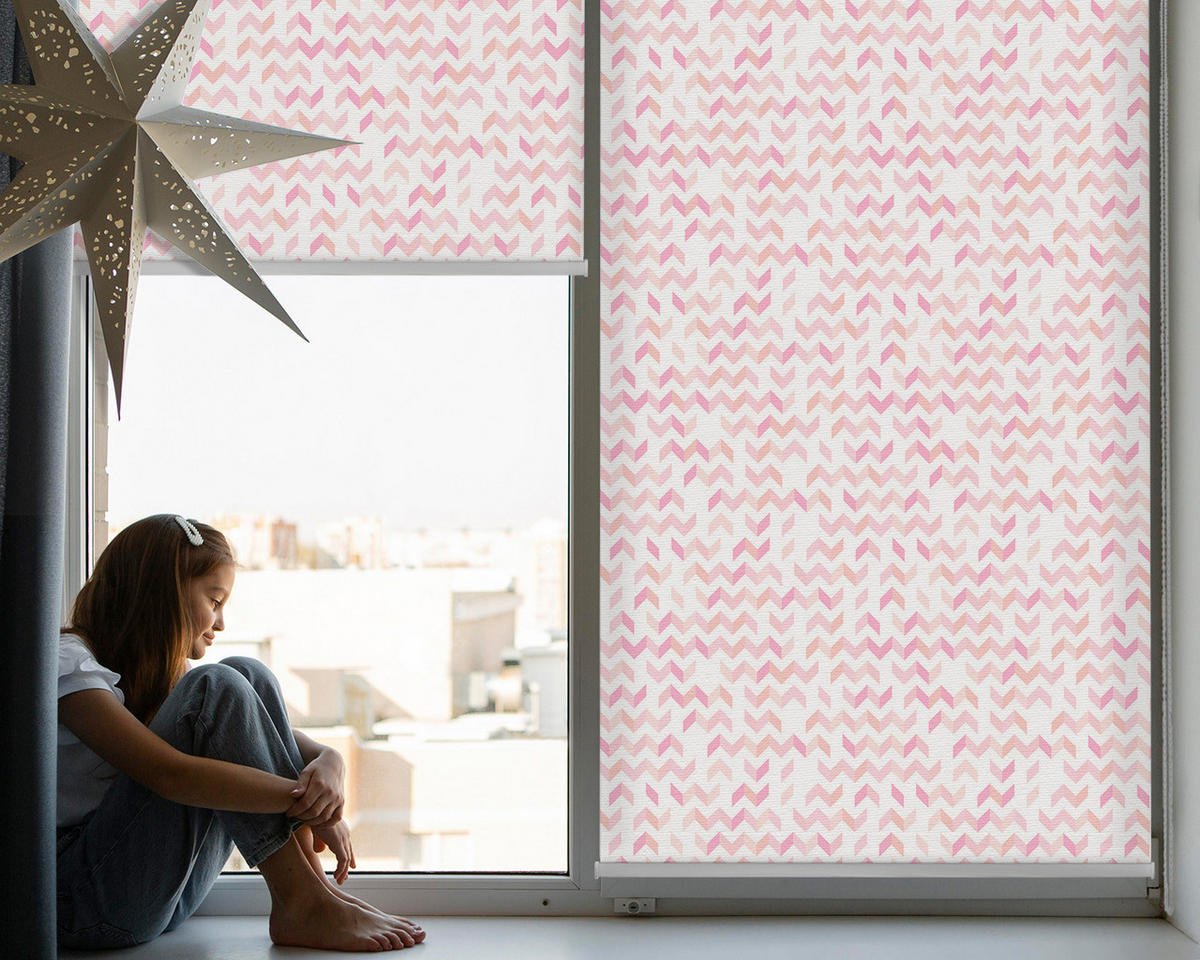VNÚTORNÁ roleta - okenná roleta - roleta - 80x140 cm - Ružové šípky hore dole - pink, plast (80/140/0.5cm) - TULUP