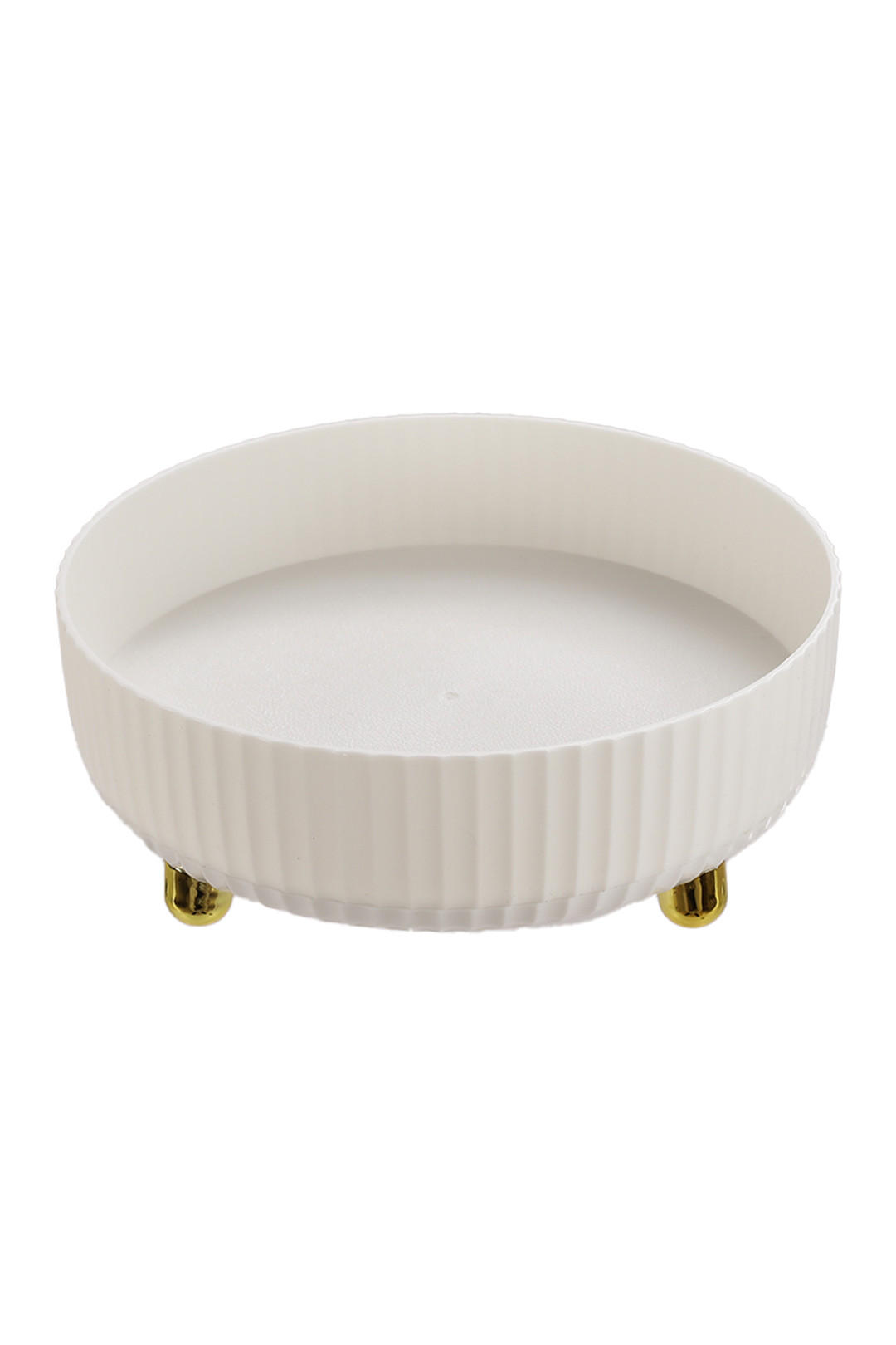 DREHTELLER aus ABS HIPS Kunststoff in Perlweiß Rund 360° drehbar Elegantes Design 22 x 22 x 7,5 cm - Weiß, Kunststoff (22/7.5/22cm) - Livingandhome