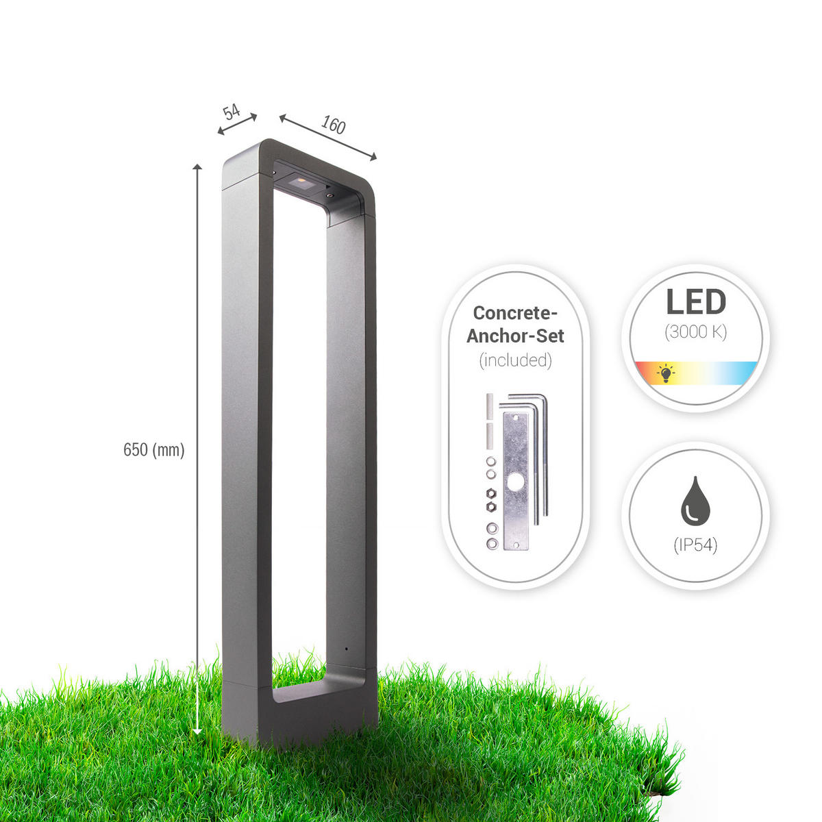 AUSSENLEUCHTE Crabo 65 - Anthrazit, Metall (16/5.4/65cm) - Paco Home