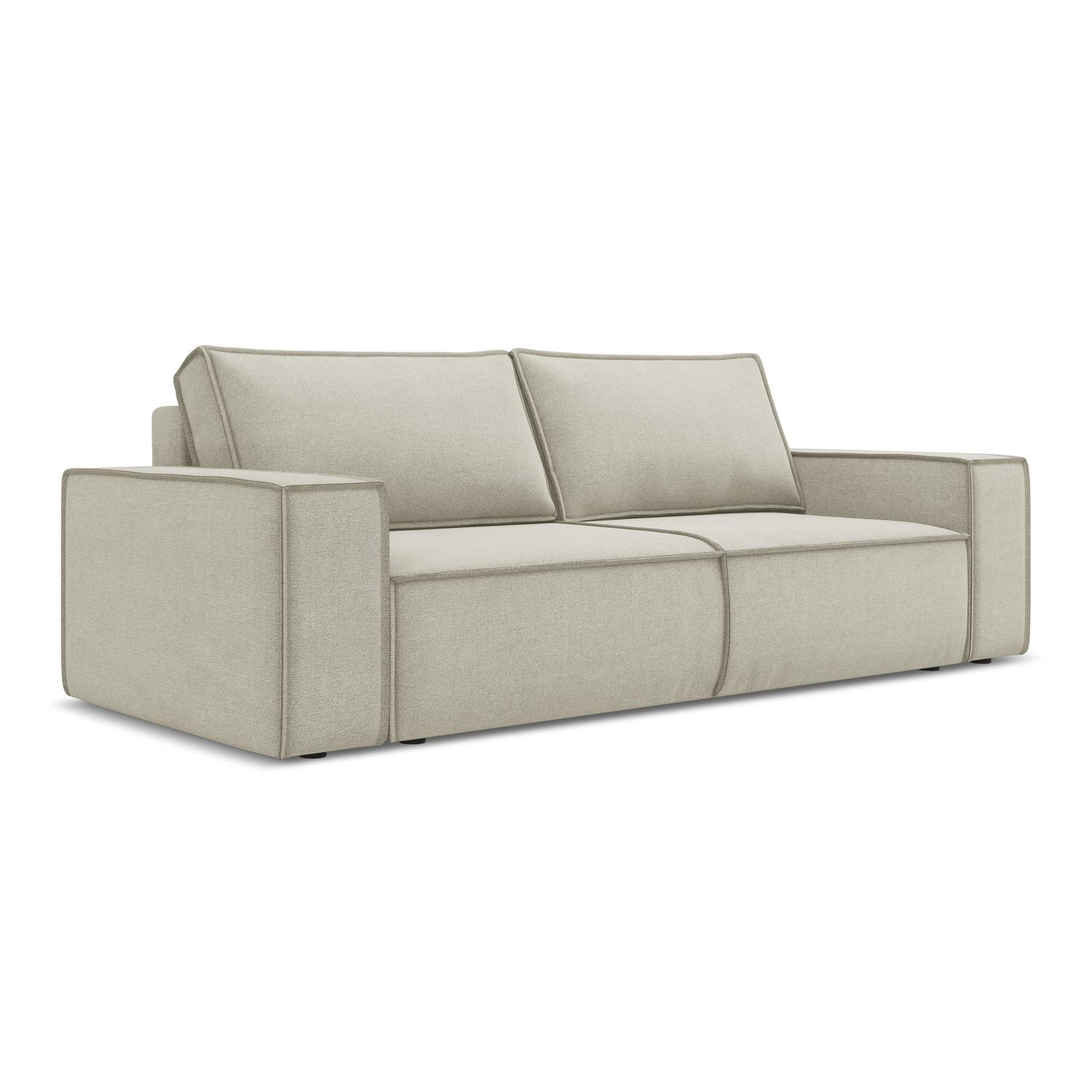 3-SITZER SOFA mit Schlaffunktion Strukturstoff Stoff Beige - Beige/Creme, Kunststoff/Textil (255/85/105cm) - LaMiaSofa