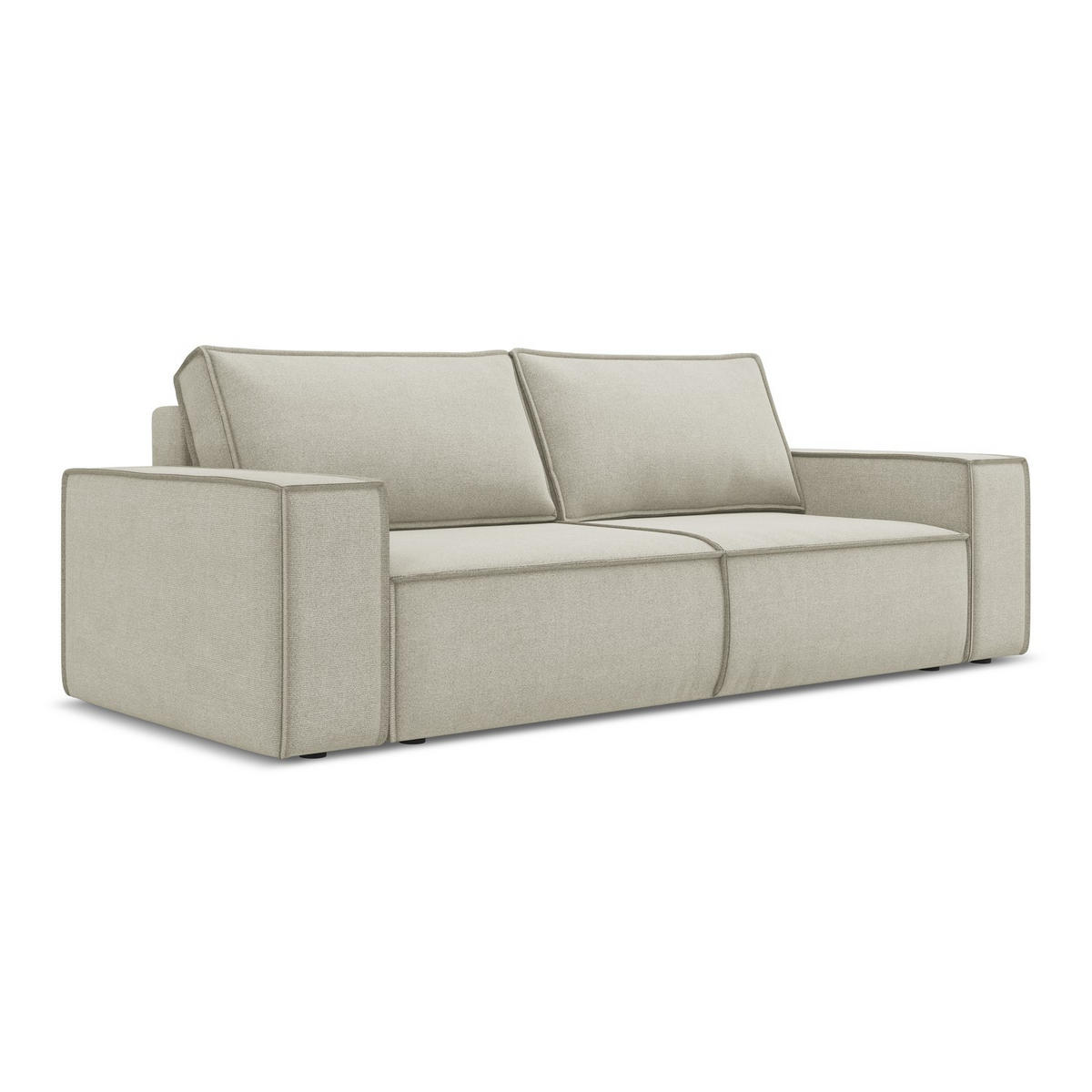 3-SITZER SOFA mit Schlaffunktion Strukturstoff Stoff Beige - Beige/Creme, Kunststoff/Textil (255/85/105cm) - LaMiaSofa