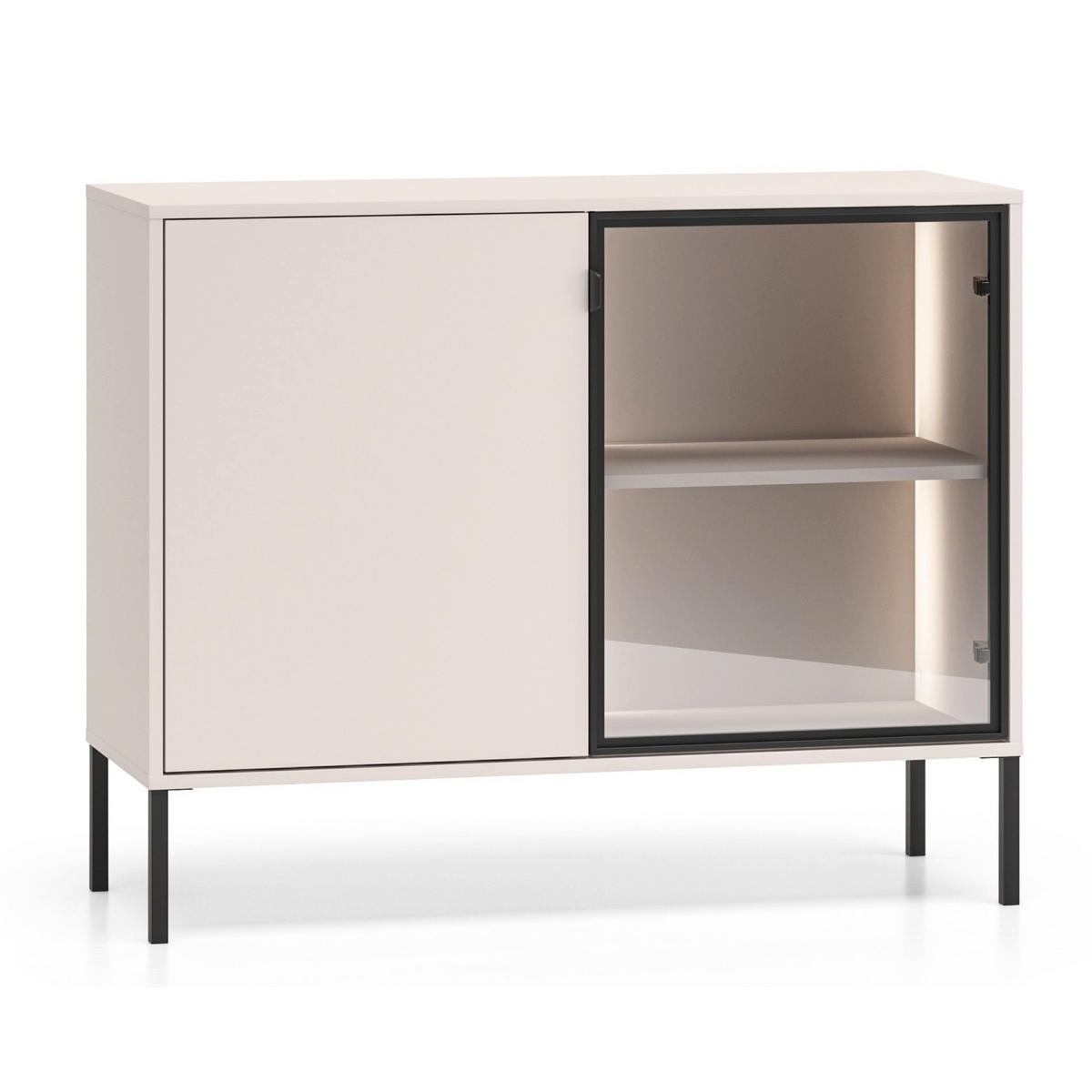SIDEBOARD Barnee Kaschmir 107 cm - Taupe/Schwarz, Holzwerkstoff/Metall (107/86/40cm) - Selsey