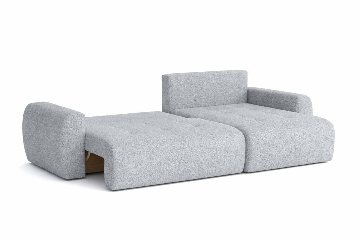 ECKSOFA Mit Schlaffunktion Und Bettkasten L-Form Ivo L, Chenille-Stoff Artico, Cement, Rechts - Hellgrau, Holz (250/142cm) - Kaiser Möbel