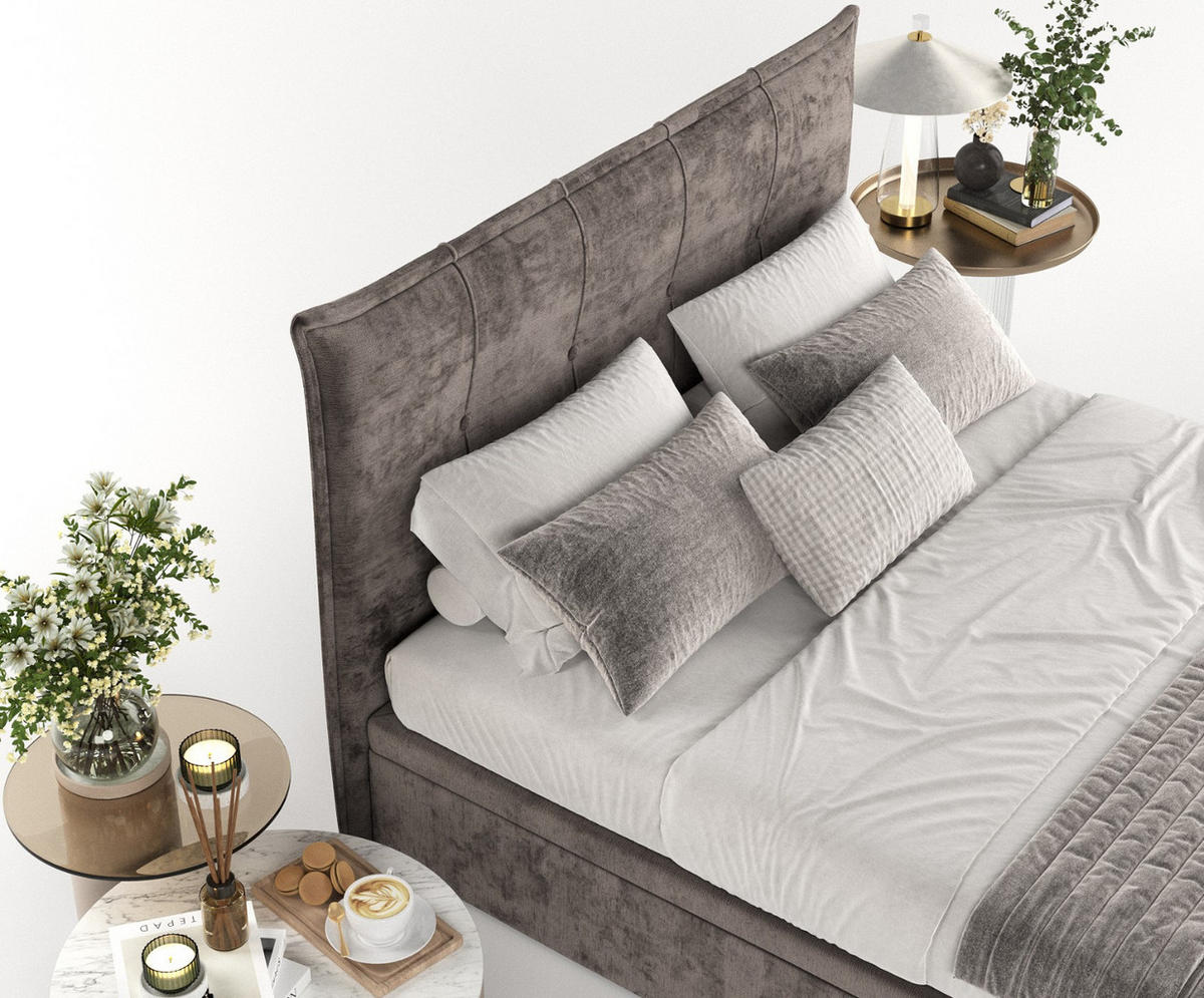 POLSTERBETT Liano mit Stauraum 120/200 cm Braun im Lotta Stoff - Schwarz/Braun, Holz/Holzwerkstoff (120/200cm) - AltaBeds