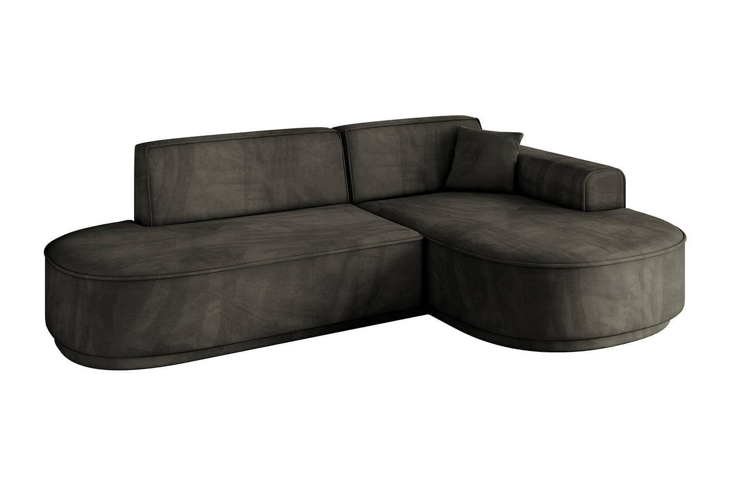 ECKSOFA Ottomane Rechts MARI-L1-v3 - 243x171x83 cm Schwarz Velours - Schwarz, Holzwerkstoff/Kunststoff (171/243cm) - ALTDECOR