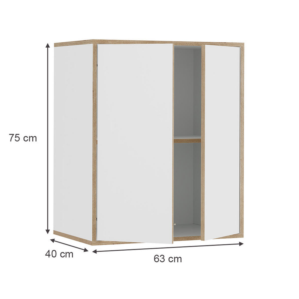 STĚNOVÁ POLICE Tetrix Bílá - bílá/béžová, kompozitní dřevo (63/75/40cm) - Vicco
