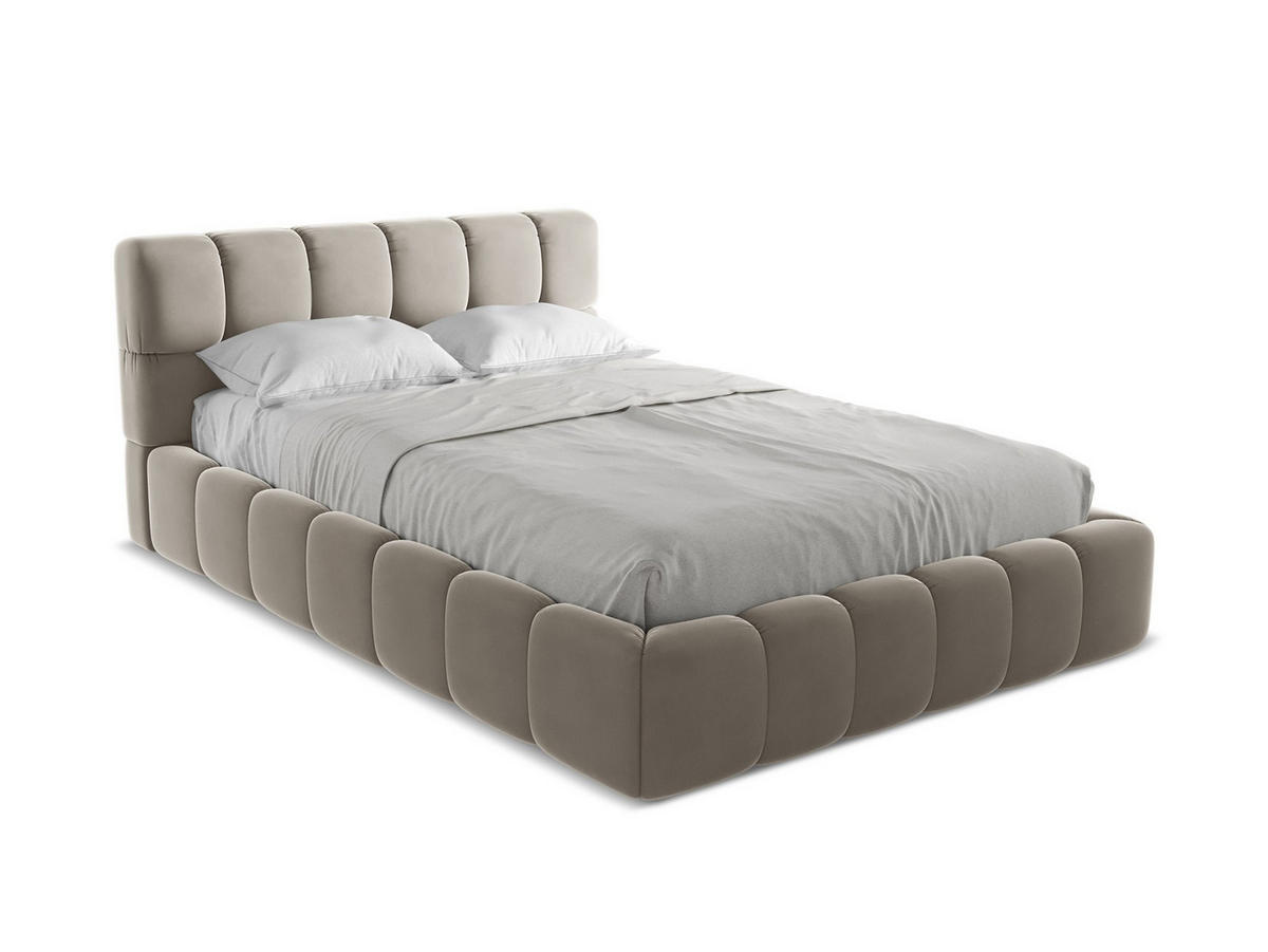 POLSTERBETT mit Bettkasten und Lattenrost 160x228 Grau - Taupe/Schwarz, Kunststoff/Textil (140/200cm) - Makamii