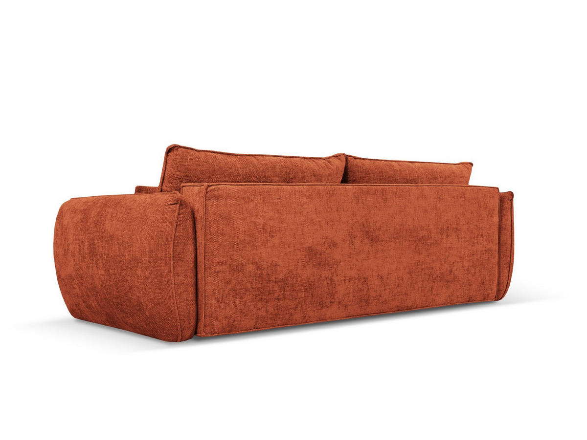 AUSKLAPPBARES-SOFA mit Bettkasten Kaelle aus Chenille-Stoff terrakotta 3 Sitzplätze - Terra cotta, Textil (97/91/244cm) - Micadoni