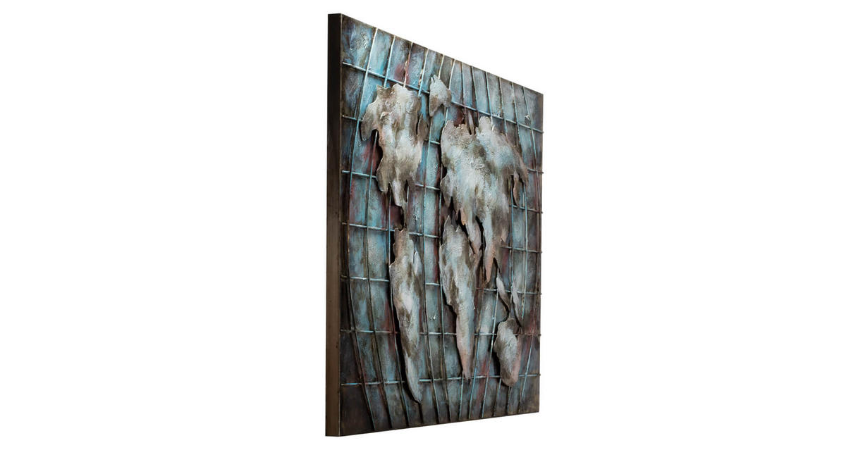 METALLBILD Blau 100/70 cm - Blau, Metall (100/70cm) - KUNSTLOFT