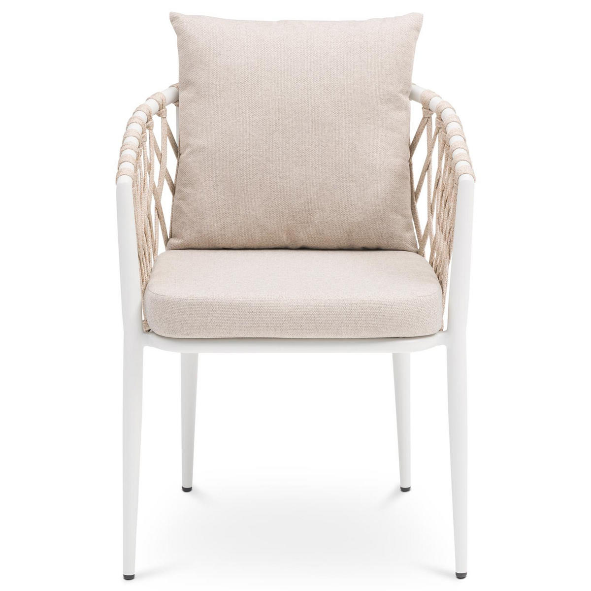 GARTENSTÜHLE SUNNY 6er-Set weiß, champagne - Weiß, Textil/Metall (56/75/62cm) - IDIMEX