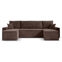 WOHNLANDSCHAFT Hektor U mit Schlaffunktion braun - Schwarz/Braun, Kunststoff/Textil (318/94/152cm) - Beautysofa