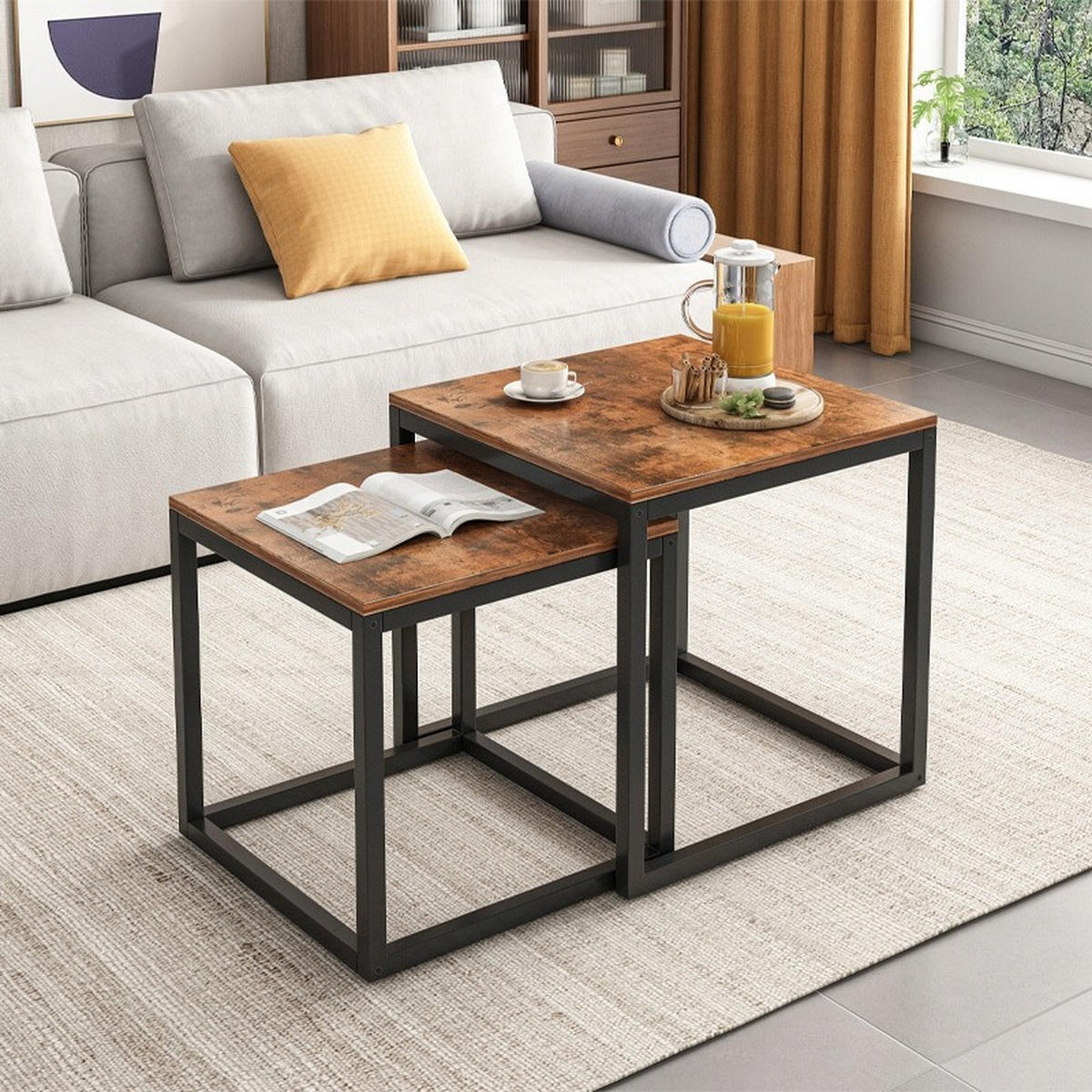 COUCHTISCH 2er Set, braun - Braun, Holzwerkstoff (52/55/50cm)