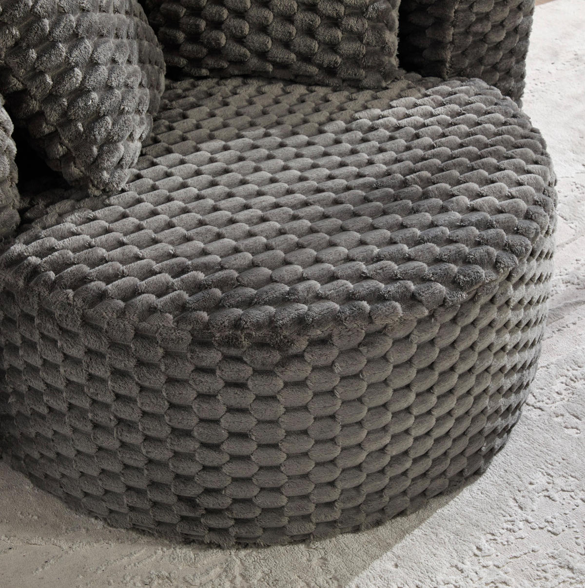 SESSEL aus Stoff 130x115x103 cm Dunkelgrau mit Hocker, ohne Montage und 360°-Design - Dunkelgrau, Textil (129/65/116cm) - Modfu