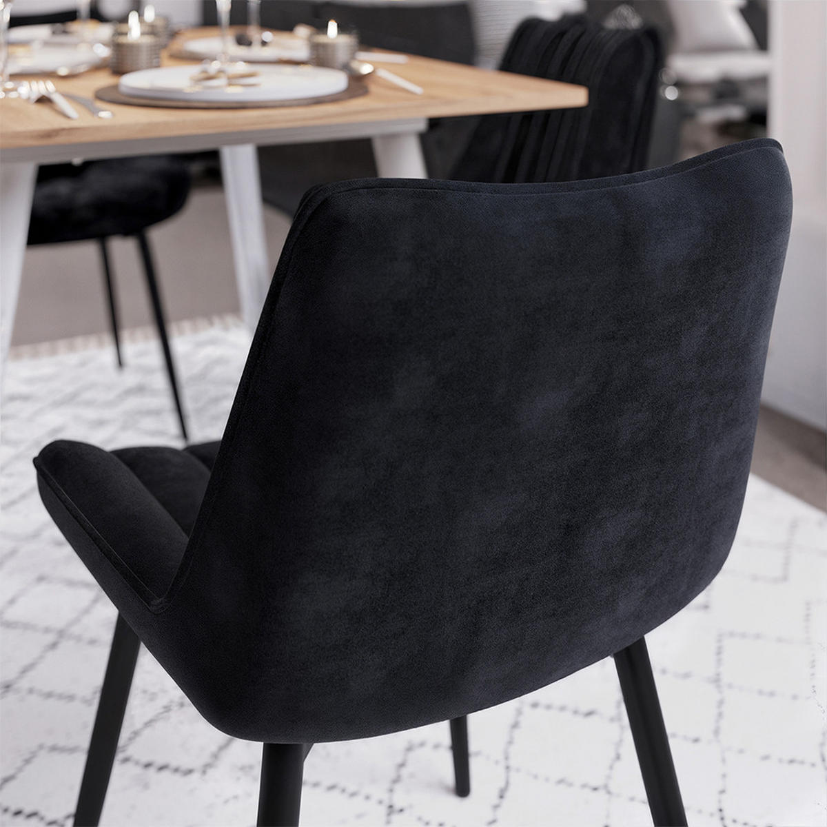 ESSZIMMERSTUHL Ravlo, Schwarz, 51 x 57 cm 4er Set - Schwarz, Textil (51/82/57cm) - Vicco