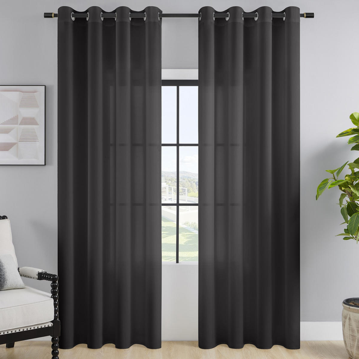 VORHANG 2er Set Blickdicht dunkelgrau 140/245 cm mit Ösen - Dunkelgrau, Textil (140/245cm) - wometo