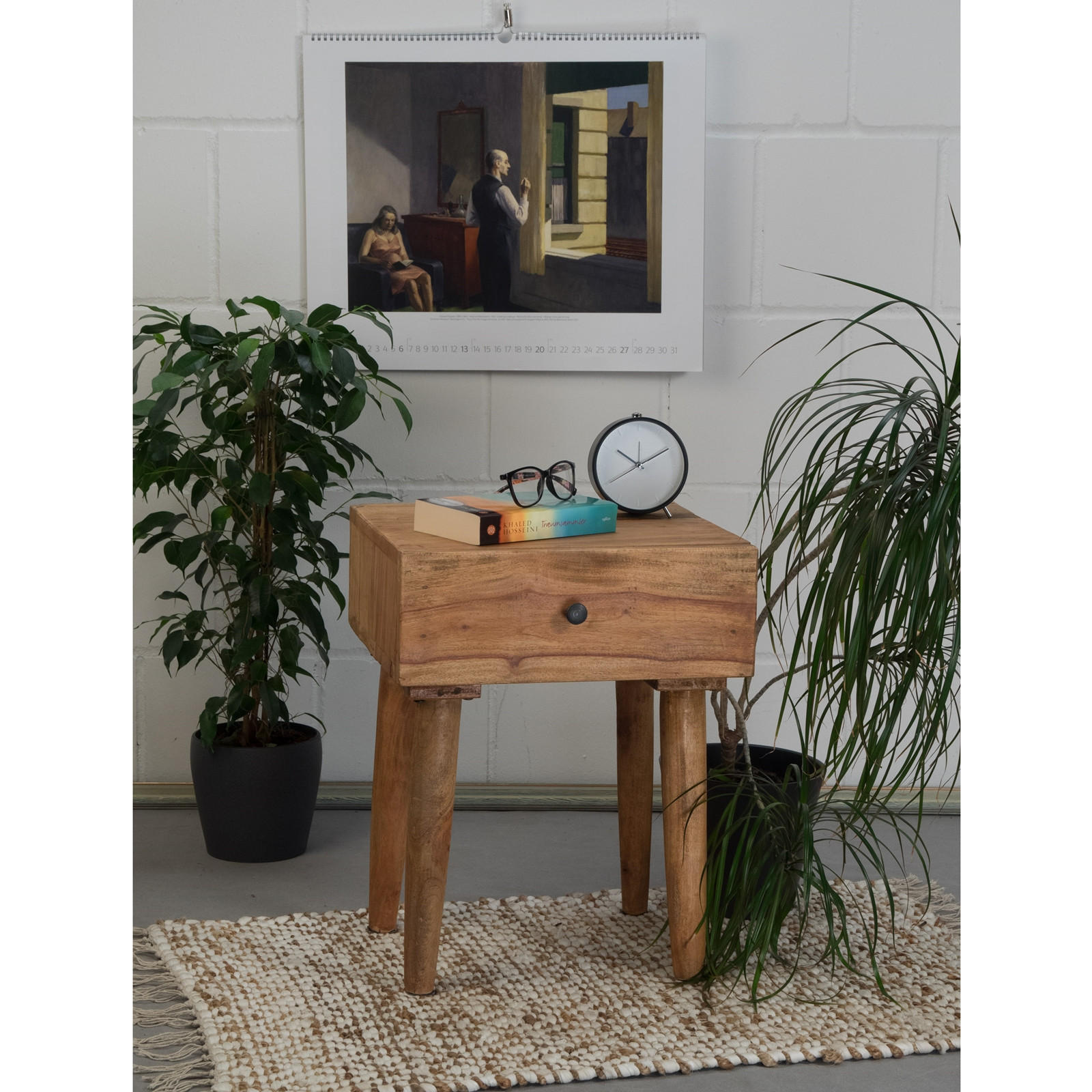 BEISTELLTISCH Sleek 50 Mahagoni Holz, mit Schublade naturfarben - Braun, Holz (35/40/50cm) - CREEDWOOD