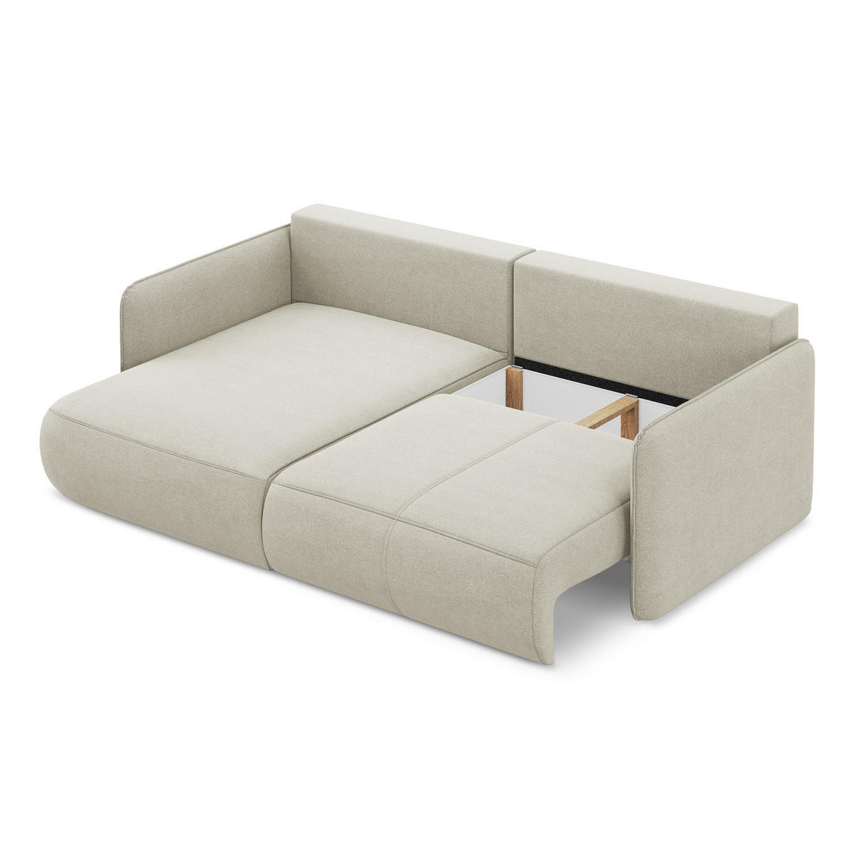 ECKSOFA mit Schlaffunktion Strukturstoff Stoff Beige - Beige/Creme, Kunststoff/Textil (148/207cm) - LaMiaSofa