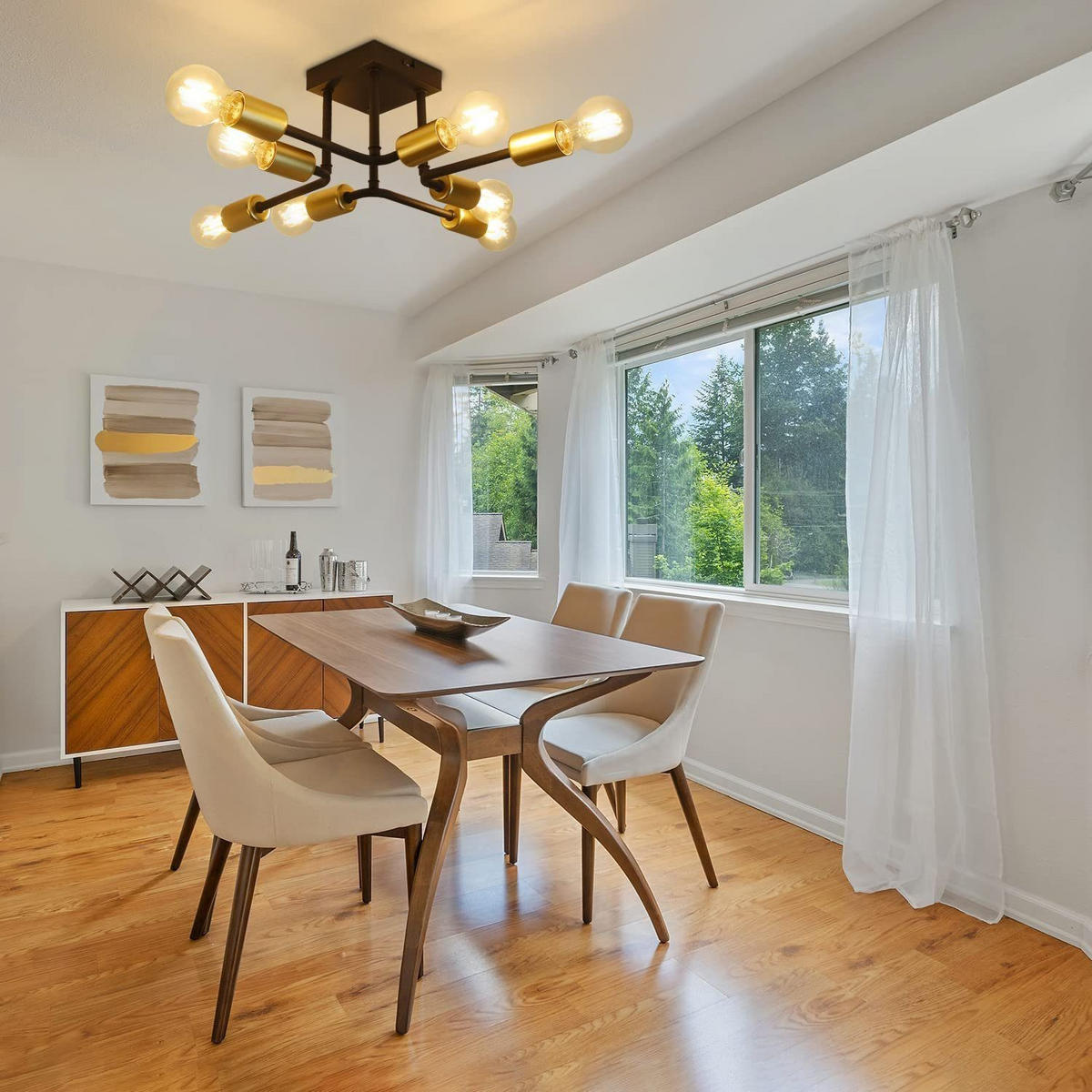 DECKENLEUCHTE Bryzane 48/16/48.5 cm - Schwarz, Metall (48.5/48/16cm) - ZMH