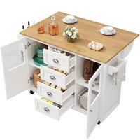 KÜCHENINSEL 137,9/73/92,5 cm aus MDF und Metall mit klappbarer Arbeitsfläche Weiß - Weiß, Holzwerkstoff (137.9/92.5/73cm) - Modenvie
