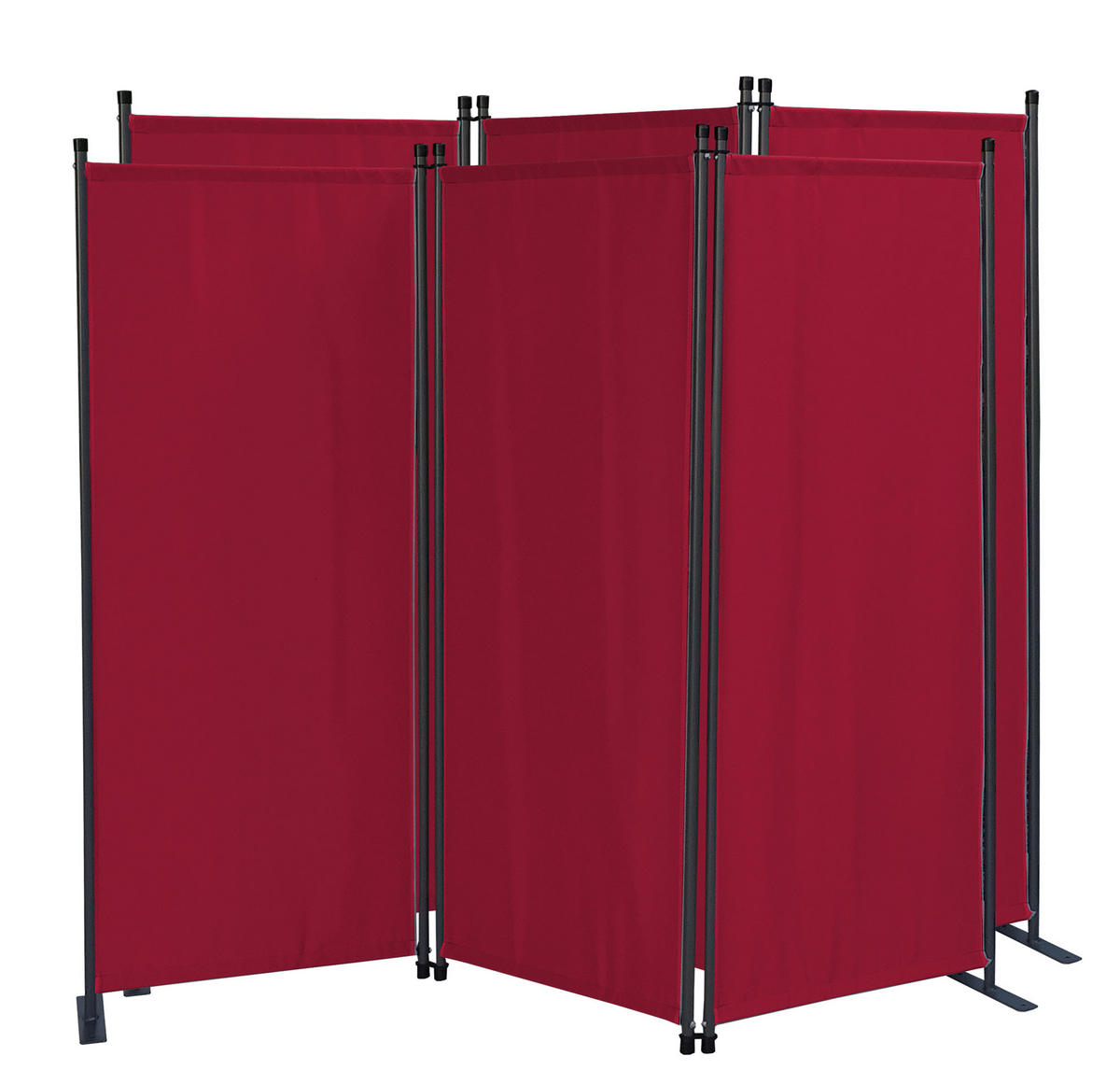 PARAVENT 2 Stück 3-tlg. 170x165 cm Rubinrot - Rot, Metall (170/165cm) - QUICK STAR