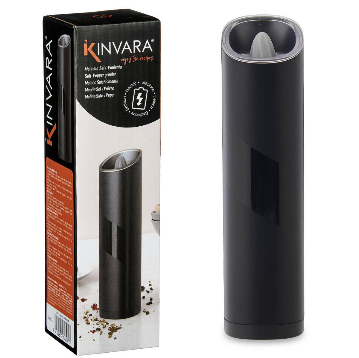 PFEFFER- ODER SALZMÜHLE Keramikklinge LED Ø 5,2 cm - Anthrazit, Kunststoff (5.2/20.3/5.2cm) - Kinvara