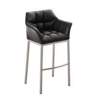 BARHOCKER Gibel Kunstleder Schwarz Silber - Schwarz, Leder (64/110/48cm) - DELUKE