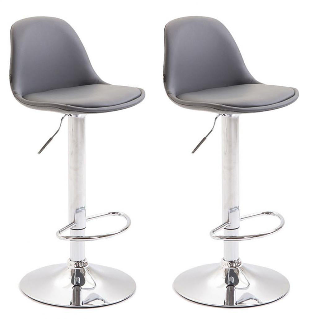 BARHOCKER 2er Set Lederlook grau - Chromfarben/Grau, Textil/Metall (39/82/39cm) - CLP