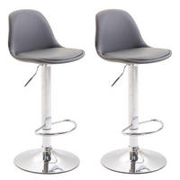 BARHOCKER 2er Set Lederlook grau - Chromfarben/Grau, Textil/Metall (39/82/39cm) - CLP