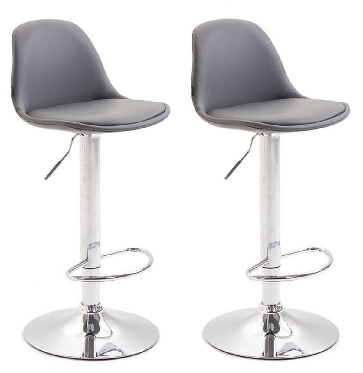 BARHOCKER 2er Set Lederlook grau - Chromfarben/Grau, Textil/Metall (39/82/39cm) - CLP