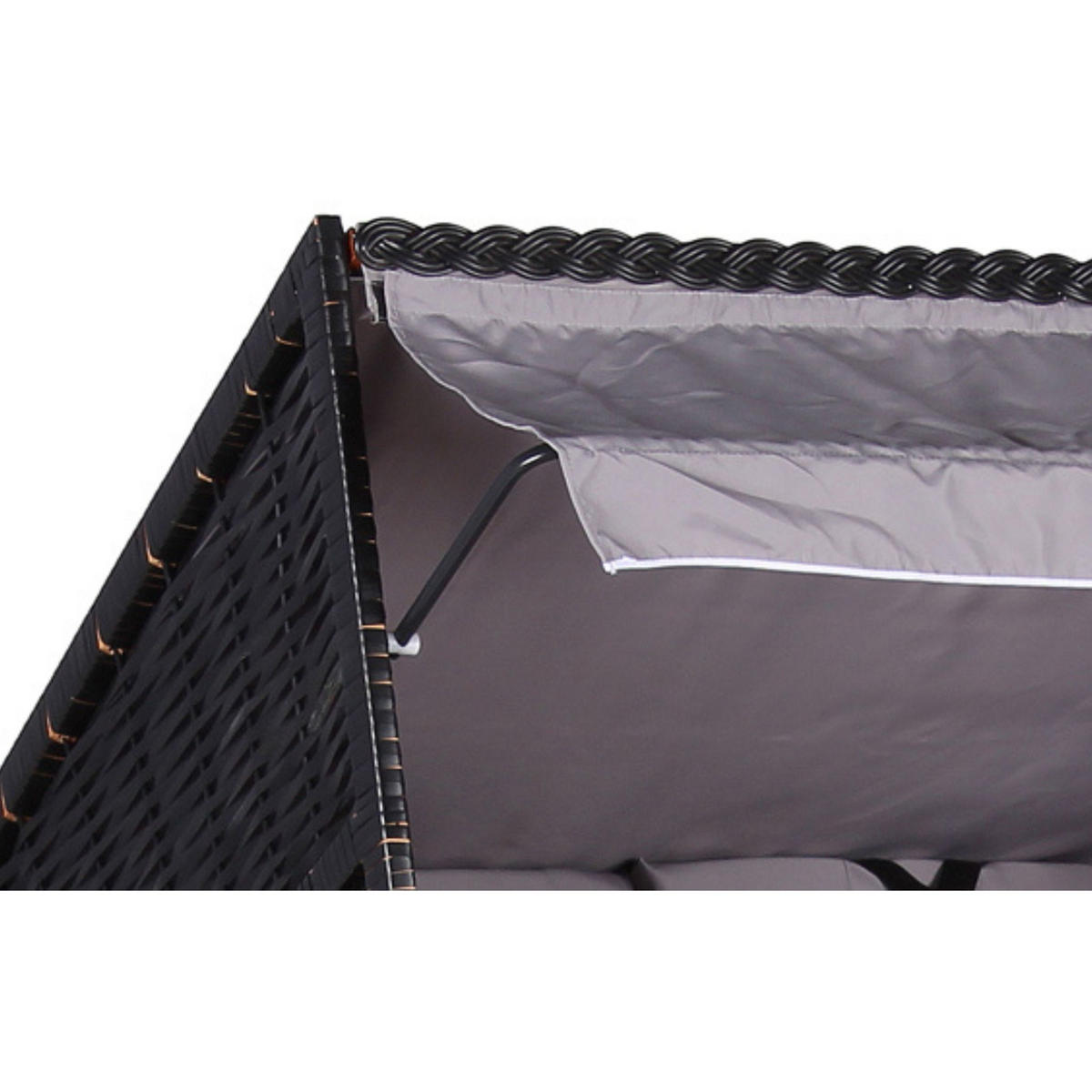 STRANDKORB Ostsee 2-Sitzer PE schwarz - Braun/Grau, Metall (120/160/80cm) - Mr. Deko