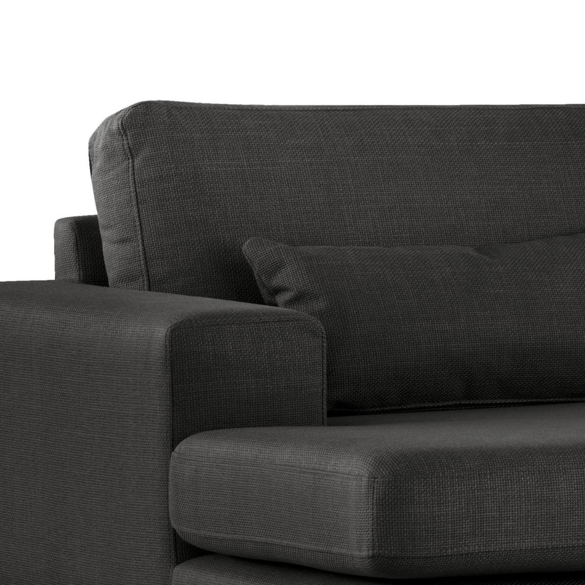 WOHNLANDSCHAFT mit Longchair - Eichefarben/Schwarz, Eichenholz/Textil (371/81/219cm) - home24