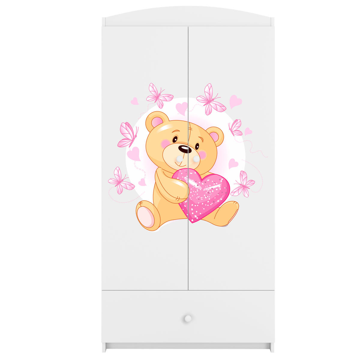 KINDERKLEIDERSCHRANK Teddybär I - Weiß, Holzwerkstoff (90/175/52cm) - RAUMHIRSCH FURNITURE