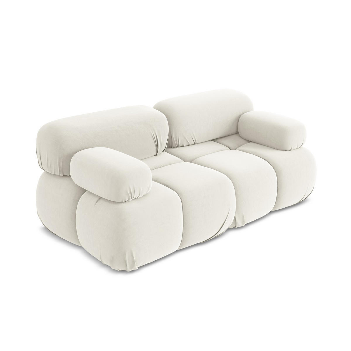 2-SITZER-SOFA Samt Stoff Beige - Beige/Creme, Kunststoff/Textil (190/70/96cm) - LaMiaSofa