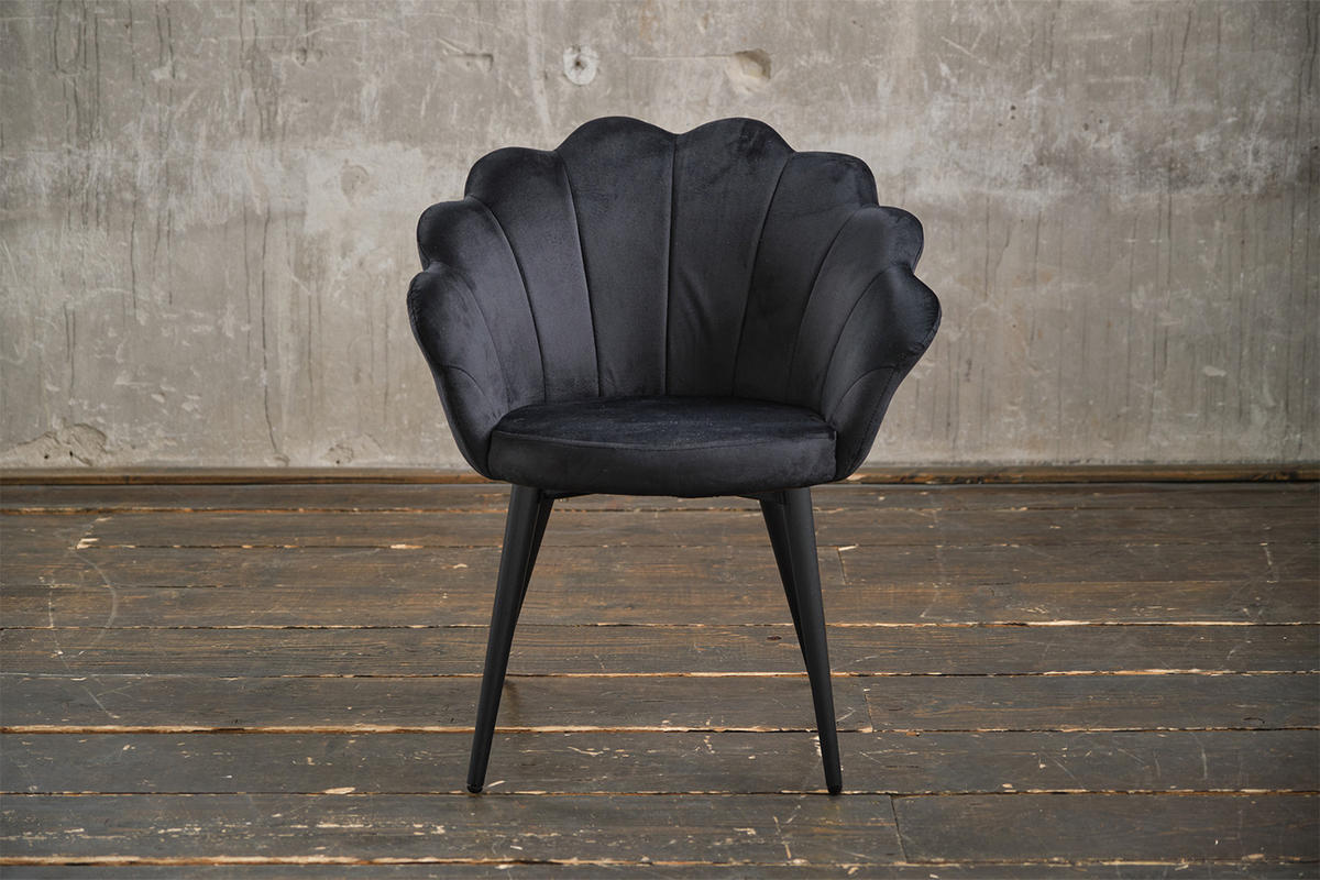 ESSZIMMERSTUHL CARLA Schwarz Velvet - Schwarz, Textil (65/79/58cm) - KAWOLA