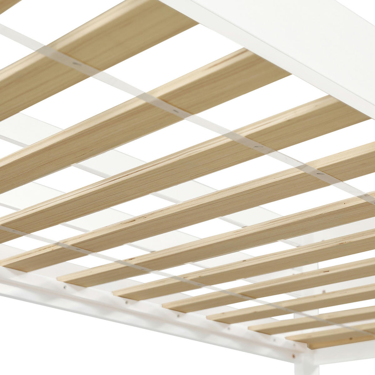 ETAGENBETT aus Kiefernholz 90x200 cm Weiß mit Treppe, Geländer und freiem Gestaltungsraum - Weiß, Holz (90/200cm) - IVMEU
