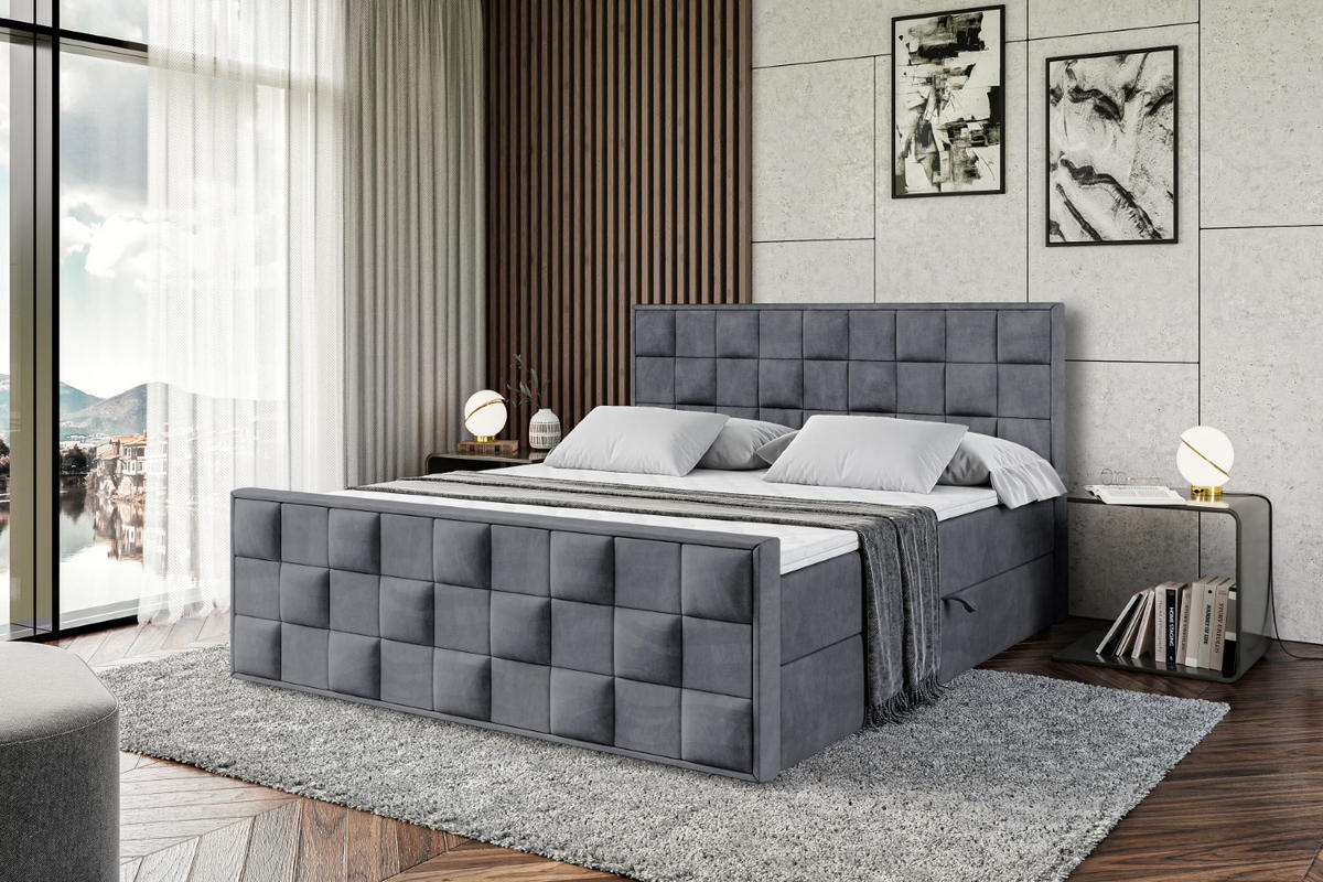 BOXBETT ZAFIRA - 120x200 - H3 - Dunkelgrau - Dunkelgrau, Holzwerkstoff (120/200cm) - ALTDECOR