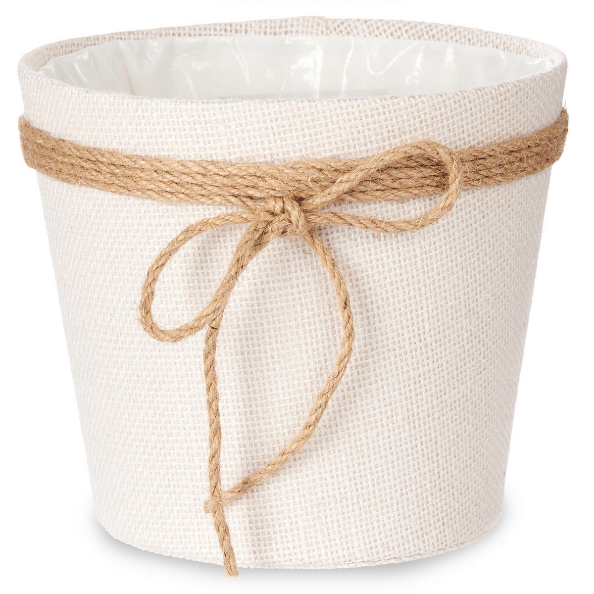 BLUMENTOPF Jute geflochten 20/16 cm - Weiß, Kunststoff (20/16cm)