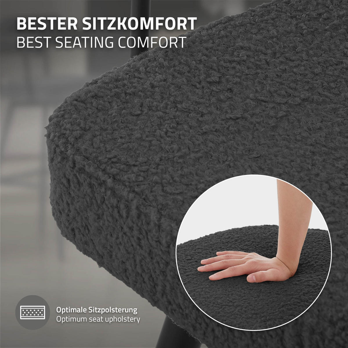 BAROVÉ ŽIDLE, otočná, 2 ks, tmavě šedá s plyšovým potahem, výška 76 cm - černá/tmavě šedá, kov/textil (61/103/55cm) - ML-DESIGN