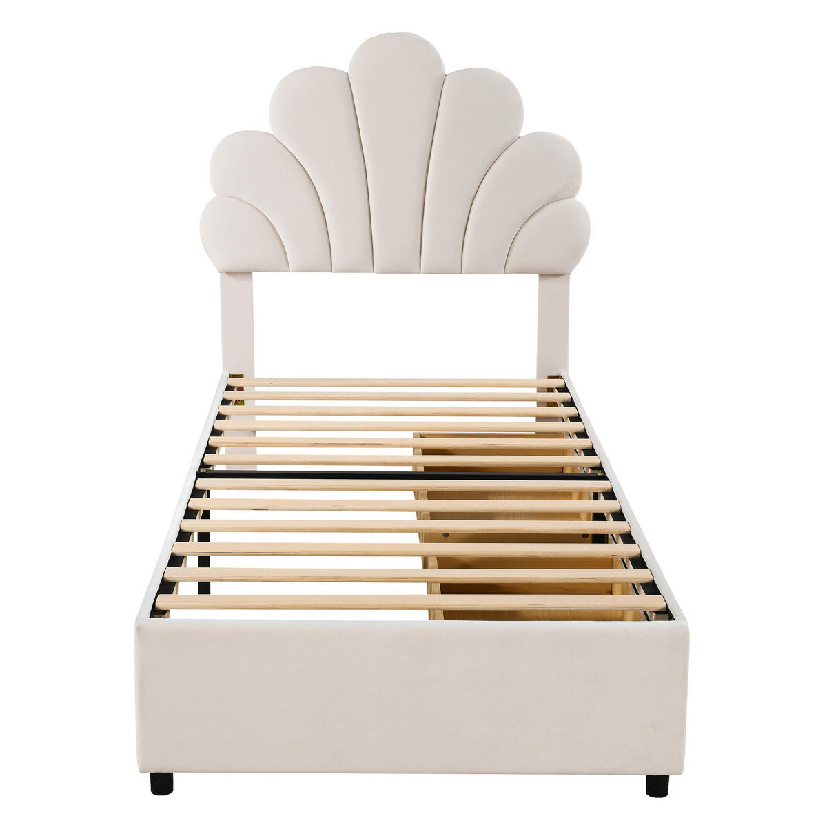 POLSTERBETT 90/200 cm Beige mit Lattenrost und 2 Schubladen - Beige, Textil (90/200cm) - MIVRAY